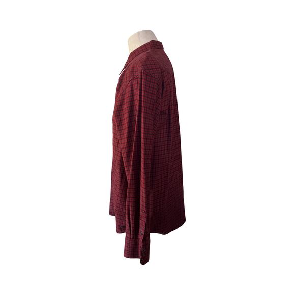 Filson Western Trim Fit Snap Shirt XXL Red Black Plaid 100% Cotton Workwear - Picture 3 of 9